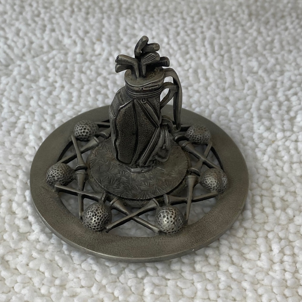 Vintage 1991‎ Princess House Pewter Golf Bag Paperweight Figurine Made in USA